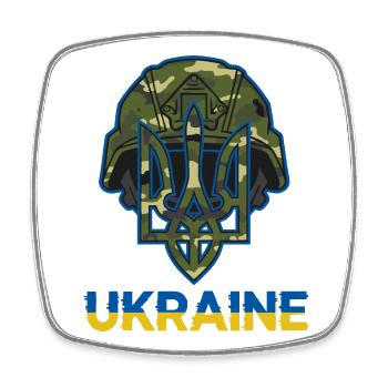Ukraine Trident Camouflage Helm - Viereckiger Kühlschrankmagnet - Weiß - Vorne