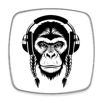 Urban Monkey Head Night Drive Edition Shirt - Square fridge magnet - white - Front