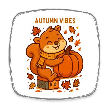 Autumn squirrel with pumpkin autumn autumn - Square fridge magnet - white - Front