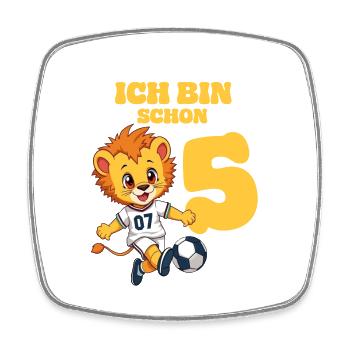 Football Lion 5e anniversaire - Magnet carré - blanc - Devant