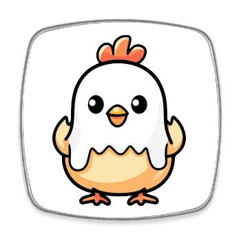 Chicken Halloween Ghost - Square fridge magnet - white - Front