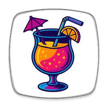 Tropischer Neon Cocktail - Viereckiger Kühlschrankmagnet - Weiß - Vorne