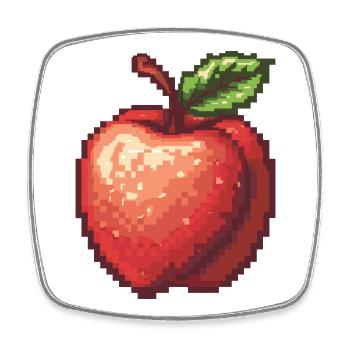 Retro Pixel Apfel - Viereckiger Kühlschrankmagnet - Weiß - Vorne