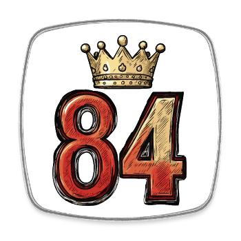 84 Nombre Couronne - Magnet carré - blanc - Devant
