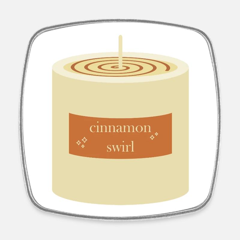 Cinnamon Swirl Candle  - Square fridge magnet - white