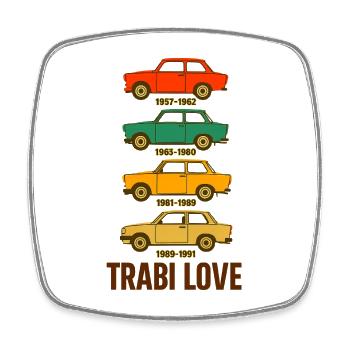 Trabi Love Trio de voitures rétro - Magnet carré - blanc - Devant
