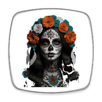 Sugar Skull Bloom Crown - Square fridge magnet - white - Front