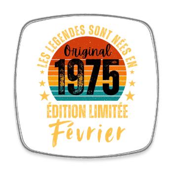 Vintage February 1975 – Anniversair Limited Edition - Square fridge magnet - white - Front