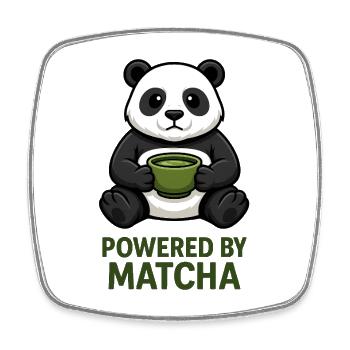 Panda mit Matcha-Becher - Viereckiger Kühlschrankmagnet - Weiß - Vorne