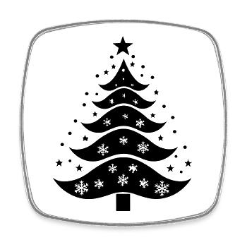Weihnachtsbaum-Silhouette - Viereckiger Kühlschrankmagnet - Weiß - Vorne