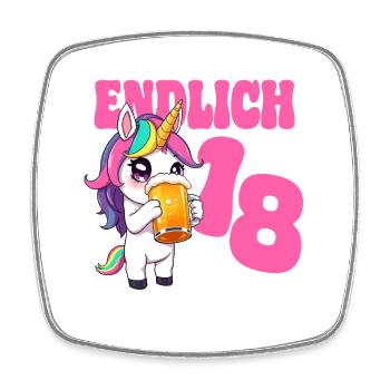 Beer Unicorn Finally 18 Beer Birthday Party - Square fridge magnet - white - Front