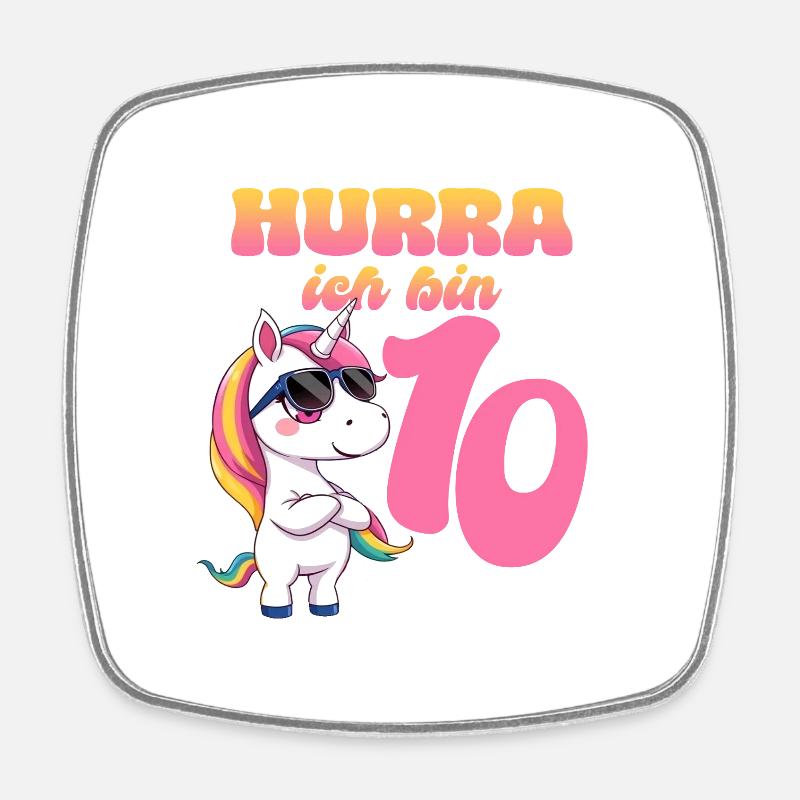 10th Birthday Unicorn - Square fridge magnet - white