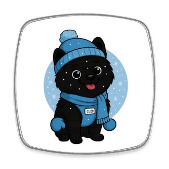 Cuddly Dog Winter Magic - Square fridge magnet - white - Front