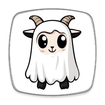 Bergziege Halloween Geist - Viereckiger Kühlschrankmagnet - Weiß - Vorne
