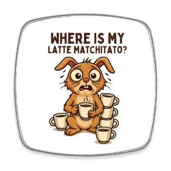 Café Lapin Chaos Dessin animé Petit-déjeuner Caféine - Magnet carré - blanc - Devant