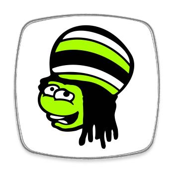 Frog Reggae Music Rasta Hair Hat Jamaica Fun - Square fridge magnet - white - Front