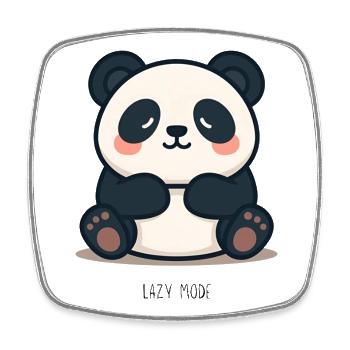 Panda Cartoon T-Shirt – Lazy Mode - Viereckiger Kühlschrankmagnet - Weiß - Vorne