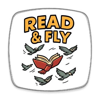 Read & Fly: Lesen beflügelt - Viereckiger Kühlschrankmagnet - Weiß - Vorne
