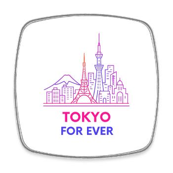Neon Skyline Paris to Tokyo Design Silhouette  - Viereckiger Kühlschrankmagnet - Weiß - Vorne
