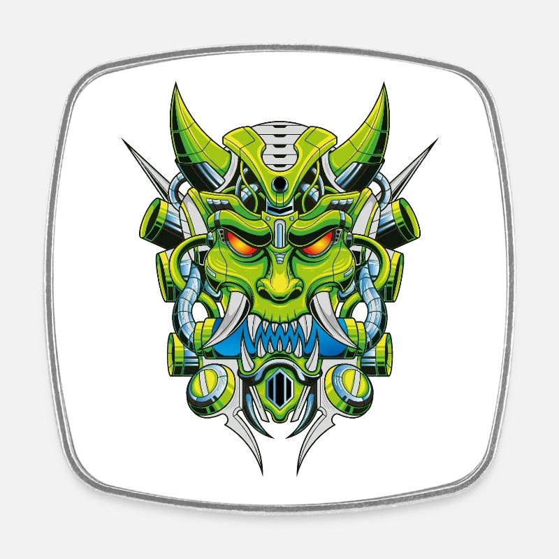 Demon oni japonais - Magnet carré - blanc