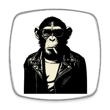 Chimp Rebel Biker Illustration - Square fridge magnet - white - Front
