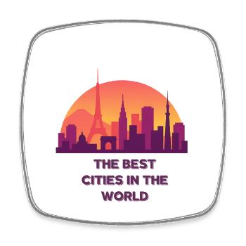 Sunset City Skyline City City - Square fridge magnet - white - Front