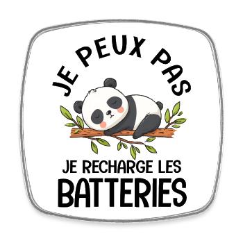 I can't I recharge the batteries panda cute - Square fridge magnet - white - Front