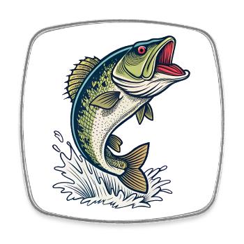 Bass Splash Angeln Illustration - Viereckiger Kühlschrankmagnet - Weiß - Vorne
