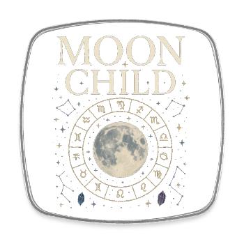 Moon Child – Chemise spirituelle mystique avec Mon - Magnet carré - blanc - Devant