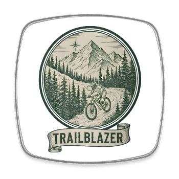 Badge de vététiste Trailblazer - Magnet carré - blanc - Devant