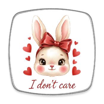 Kawaii Hase mit roten Schleifenherzen - Viereckiger Kühlschrankmagnet - Weiß - Vorne