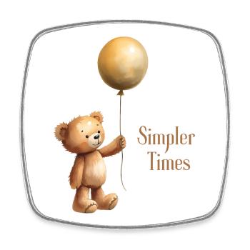Ours en peluche avec ballon Simpler Times - Magnet carré - blanc - Devant