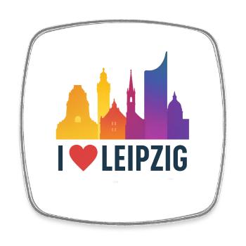 Leipzig Skyline Herzliebe - Viereckiger Kühlschrankmagnet - Weiß - Vorne