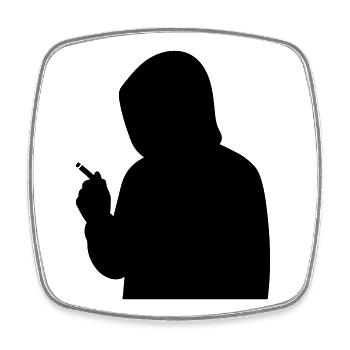 Silhouette mit Hoodie und Zigarette - Viereckiger Kühlschrankmagnet - Weiß - Vorne