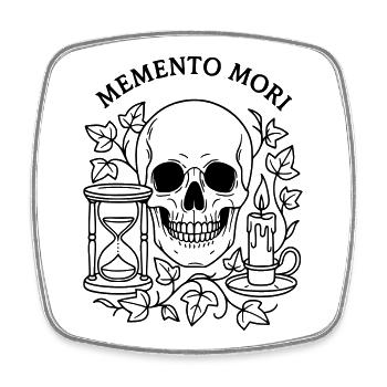 memento mori schädel sanduhr vergänglichkeit  - Viereckiger Kühlschrankmagnet - Weiß - Vorne