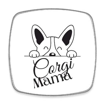 Corgi Mama Peek Design - Viereckiger Kühlschrankmagnet - Weiß - Vorne