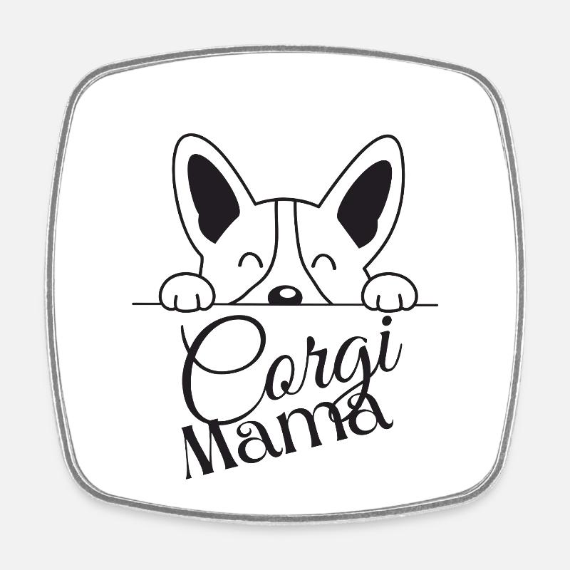 Corgi Mama Peek Design - Magnet carré - blanc
