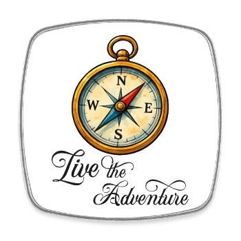 Compass motif Live the Adventure - Square fridge magnet - white - Front