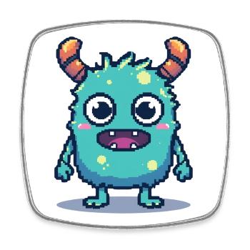 8-Bit Cute Pixel Monster Retro 90s Style - Square fridge magnet - white - Front
