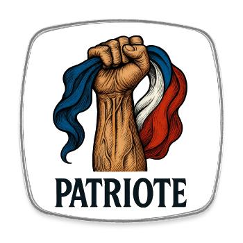 Poing levé patriote et drapeau français - Magnet carré - blanc - Devant