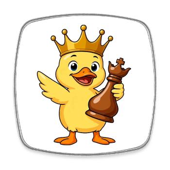 Funny Duck Chess Player King Queen Cartoon - Square fridge magnet - white - Front