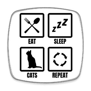 Cat Owner Schedule - Square fridge magnet - white - Front
