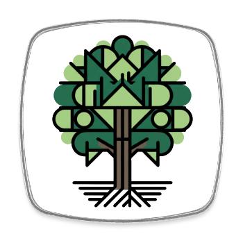 Geometrischer Baum Muster Grün - Viereckiger Kühlschrankmagnet - Weiß - Vorne