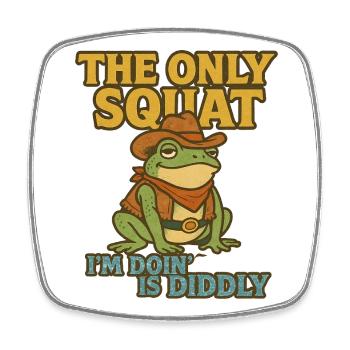 Cowboy Frog Squat Pun - Square fridge magnet - white - Front