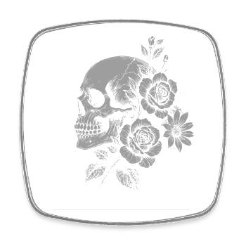 Gothic Floral Skull with Roses - Square fridge magnet - white - Front
