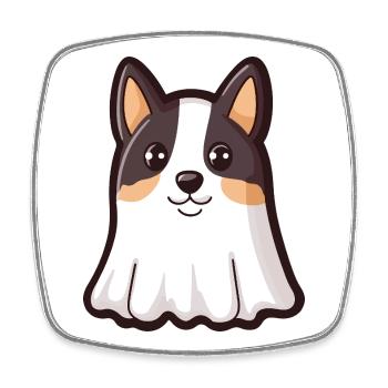 Border Collie Dog Halloween Ghost - Square fridge magnet - white - Front