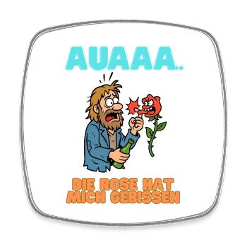 Auaaa die Rose hat gebissen Meme - Viereckiger Kühlschrankmagnet - Weiß - Vorne