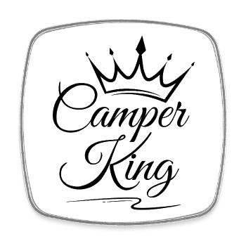 Camping-car King - Magnet carré - blanc - Devant
