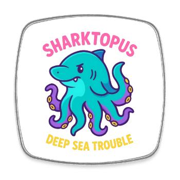 Sharktopus - Deep Sea Trouble - Viereckiger Kühlschrankmagnet - Weiß - Vorne