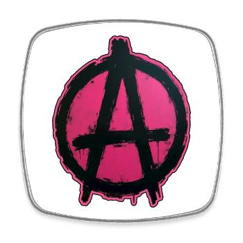 Pink Anarchy auf schwarzem Kreis - Viereckiger Kühlschrankmagnet - Weiß - Vorne